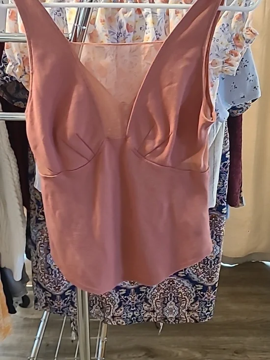 #8 - Free People Sheer Tank Top Light Dusty Rose Pink, Small - Picture 2 of 4